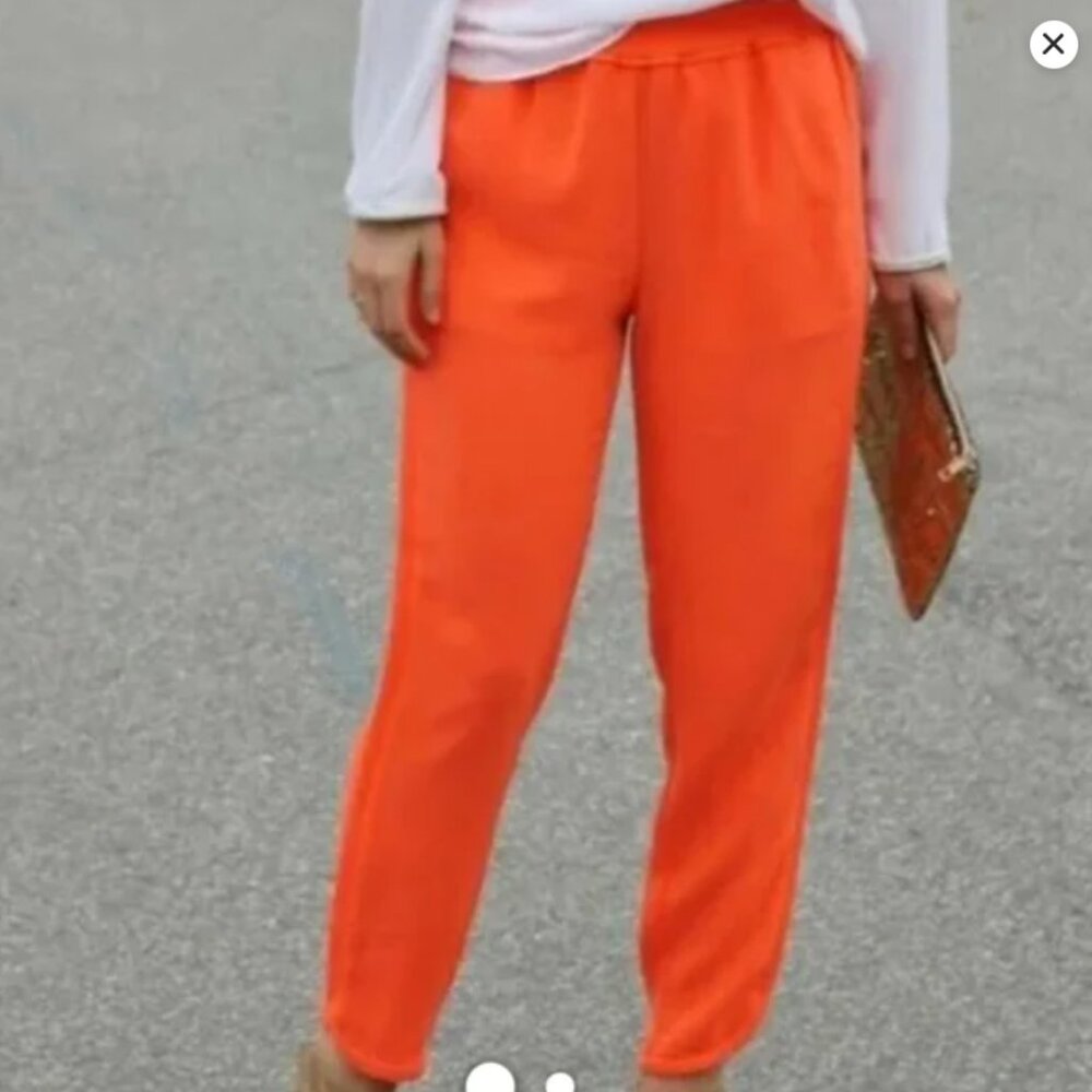 $98 NWT J.Crew Reese Pants Orange Vegan Track 00 Spring 2015 Elastic Waist
